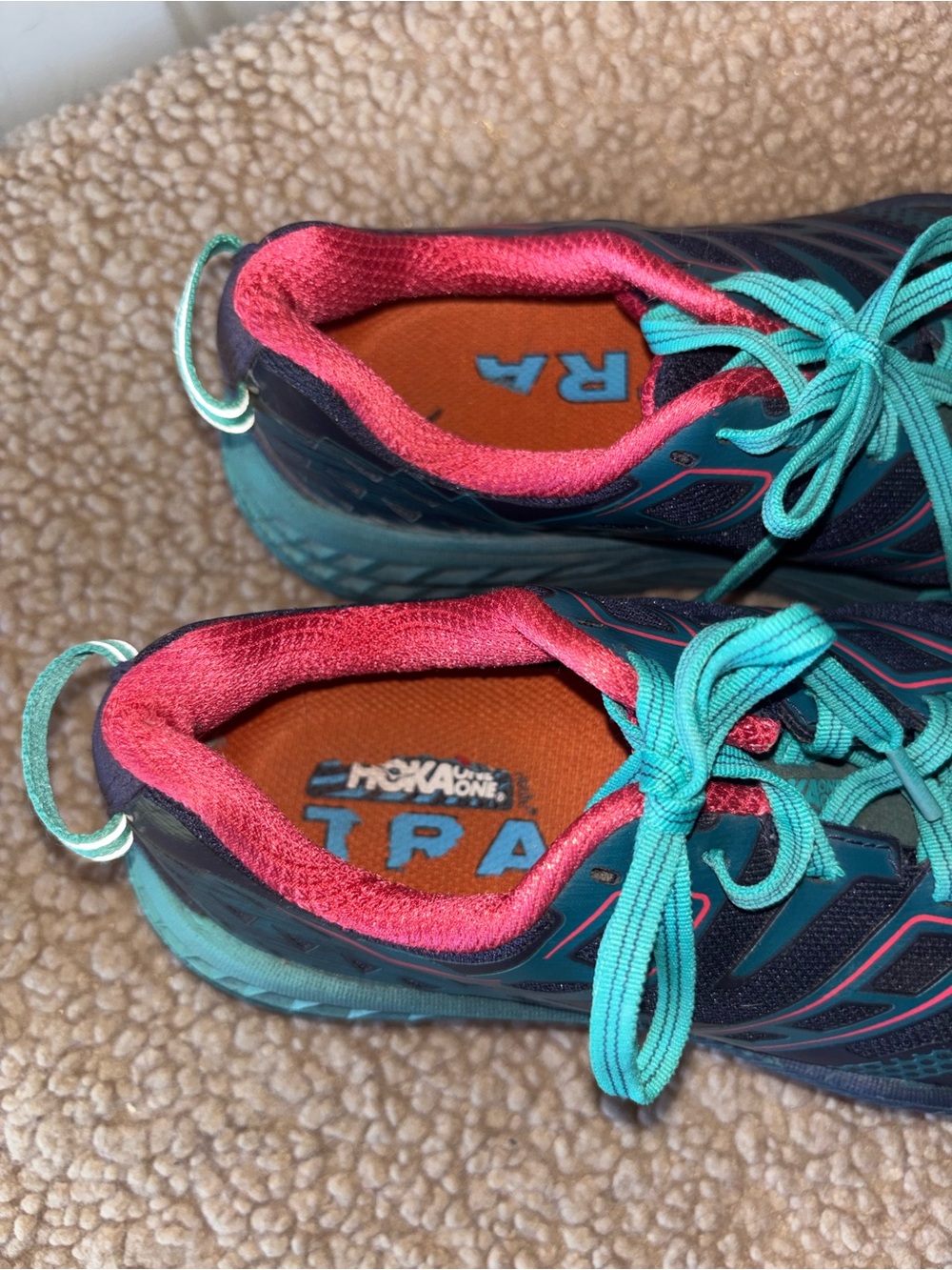 Hoka One One navy/teal Speedgoat 2 shoes size 7.5 - Picture 3 of 7